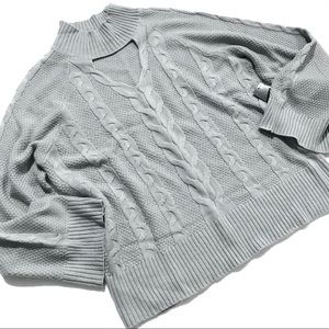 Choker Neck Cable Knit Wide Sleeve Sweater